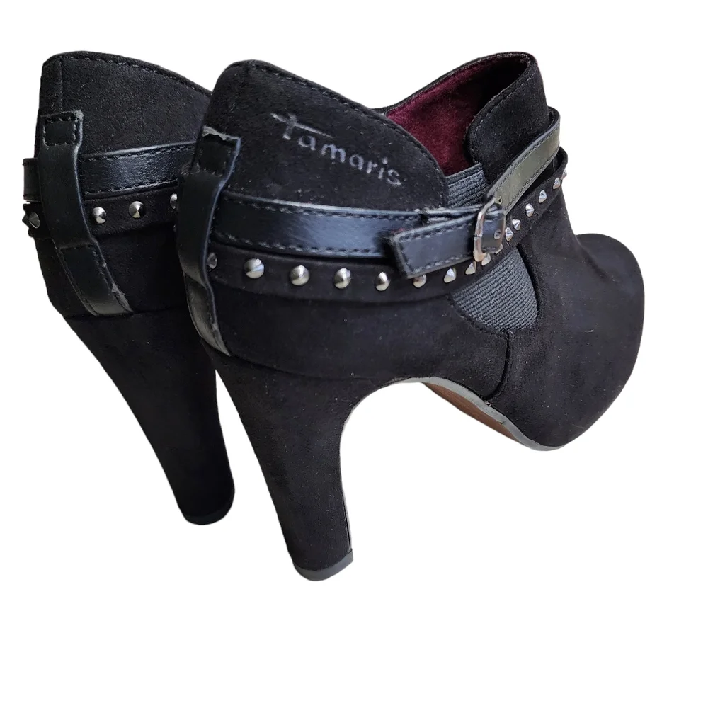 Women's Tamaris Ankle Booties Black Sz 5.5